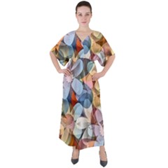 Multifleurs V-neck Boho Style Maxi Dress by sfbijiart