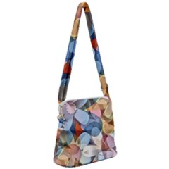 Motif Florale Zipper Messenger Bag by sfbijiart