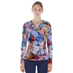 Motif Florale V-neck Long Sleeve Top by sfbijiart