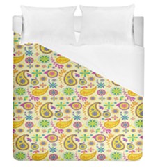 Paisley Print Yellow Duvet Cover (queen Size) by designsbymallika