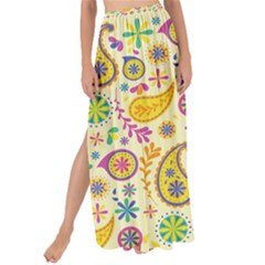 Paisley Print Yellow Maxi Chiffon Tie-up Sarong by designsbymallika