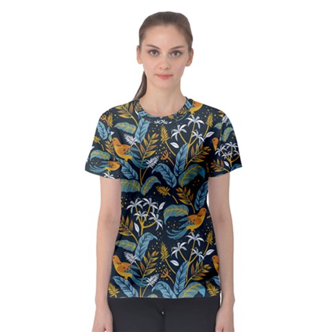 Tropical Bird Pattern Women s Sport Mesh Tee by designsbymallika