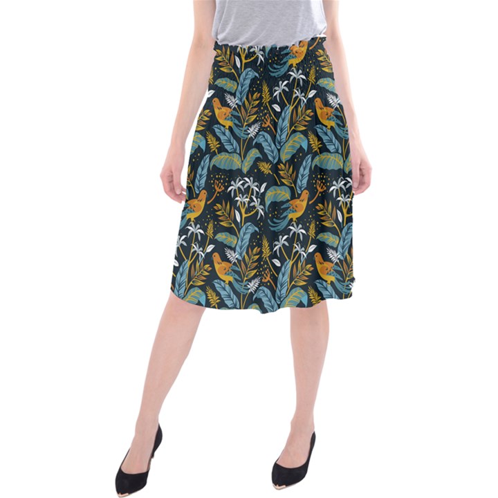 Tropical Bird Pattern Midi Beach Skirt