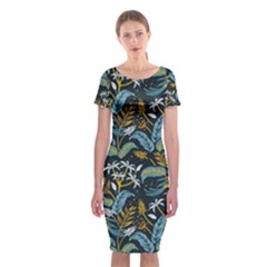 Tropical Bird Pattern Classic Short Sleeve Midi Dress by designsbymallika