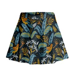 Tropical Bird Pattern Mini Flare Skirt by designsbymallika