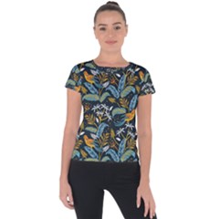 Tropical Bird Pattern Short Sleeve Sports Top  by designsbymallika