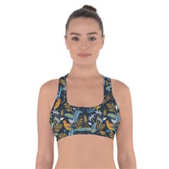 Tropical Bird Pattern Cross Back Sports Bra by designsbymallika