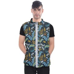 Tropical Bird Pattern Men s Puffer Vest by designsbymallika