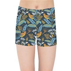 Tropical Bird Pattern Kids  Sports Shorts by designsbymallika