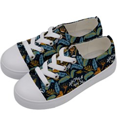 Tropical Bird Pattern Kids  Low Top Canvas Sneakers by designsbymallika