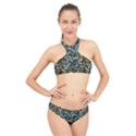 Tropical Bird Pattern High Neck Bikini Set View1