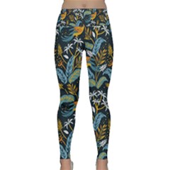 Tropical Bird Pattern Lightweight Velour Classic Yoga Leggings by designsbymallika