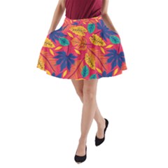 Beautiful Pink Tropical Pattern A-line Pocket Skirt by designsbymallika