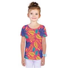 Beautiful Pink Tropical Pattern Kids  One Piece Tee