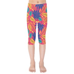 Beautiful Pink Tropical Pattern Kids  Capri Leggings  by designsbymallika