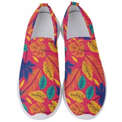 Beautiful Pink Tropical Pattern Men s Slip On Sneakers by designsbymallika