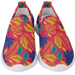 Beautiful Pink Tropical Pattern Kids  Slip On Sneakers