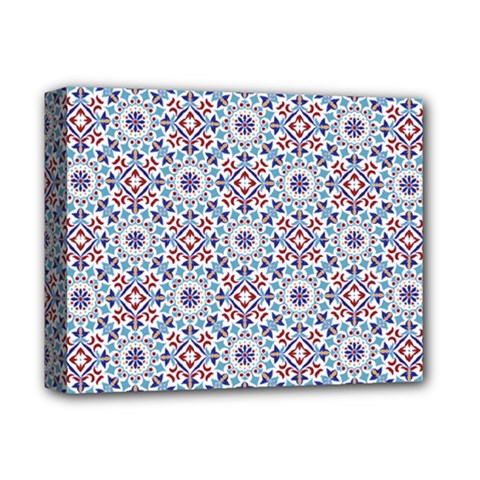 Blue Tile Pattern Deluxe Canvas 14  X 11  (stretched) by designsbymallika