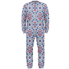 Blue Tile Pattern Onepiece Jumpsuit (men)  by designsbymallika