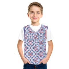 Blue Tile Pattern Kids  Basketball Tank Top by designsbymallika