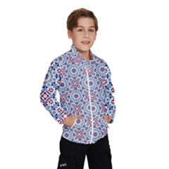 Blue Tile Pattern Kids  Windbreaker by designsbymallika