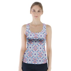 Blue Tile Pattern Racer Back Sports Top by designsbymallika