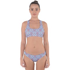 Blue Tile Pattern Cross Back Hipster Bikini Set by designsbymallika