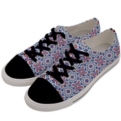 Blue Tile Pattern Men s Low Top Canvas Sneakers by designsbymallika