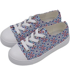 Blue Tile Pattern Kids  Low Top Canvas Sneakers by designsbymallika