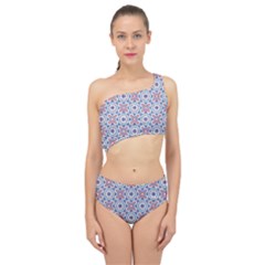 Blue Tile Pattern Spliced Up Two Piece Swimsuit by designsbymallika