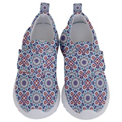 Blue Tile Pattern Kids  Velcro No Lace Shoes by designsbymallika