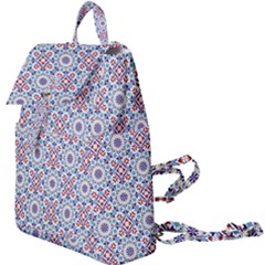 Blue Tile Pattern Buckle Everyday Backpack by designsbymallika