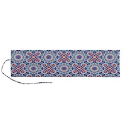 Blue Tile Pattern Roll Up Canvas Pencil Holder (l) by designsbymallika