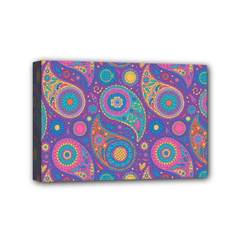 Baatik Purple Print Mini Canvas 6  X 4  (stretched) by designsbymallika