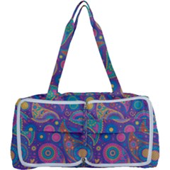 Baatik Purple Print Multi Function Bag by designsbymallika