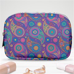 Baatik Purple Print Make Up Pouch (small) by designsbymallika