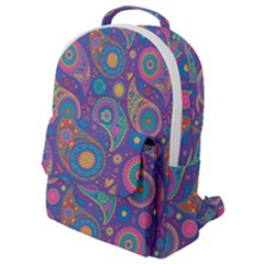 Baatik Purple Print Flap Pocket Backpack (small) by designsbymallika