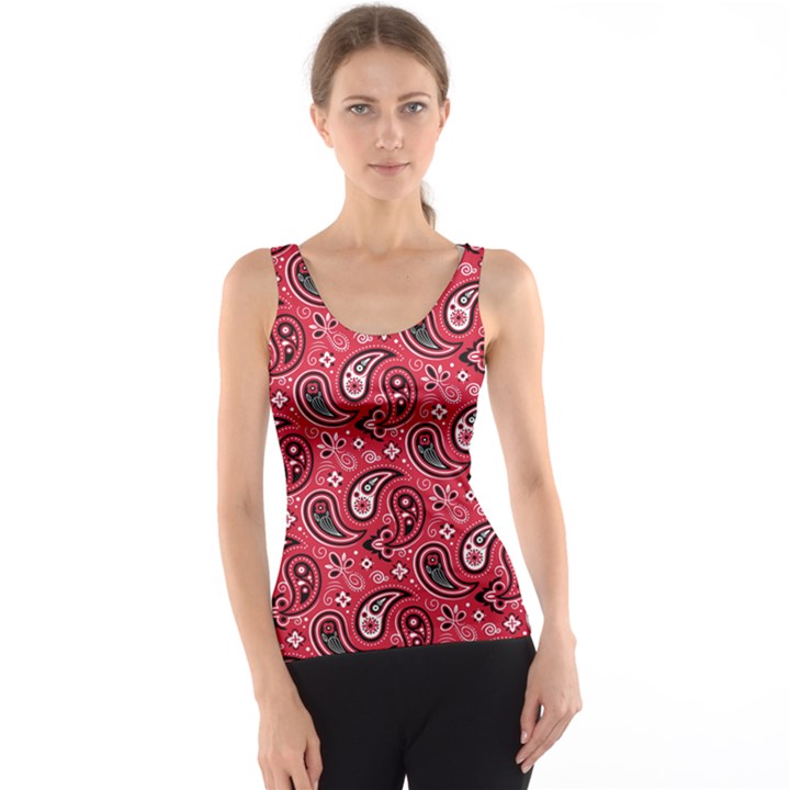 Baatik Red Pattern Tank Top