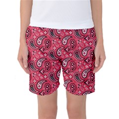 Baatik Red Pattern Women s Basketball Shorts by designsbymallika