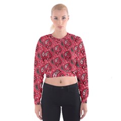 Baatik Red Pattern Cropped Sweatshirt by designsbymallika