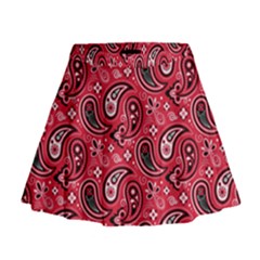 Baatik Red Pattern Mini Flare Skirt by designsbymallika