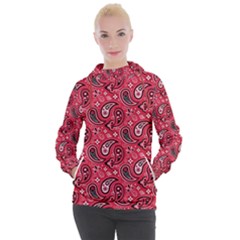 Baatik Red Pattern Women s Hooded Pullover by designsbymallika