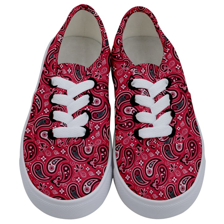 Baatik Red Pattern Kids  Classic Low Top Sneakers