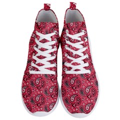 Baatik Red Pattern Men s Lightweight High Top Sneakers by designsbymallika