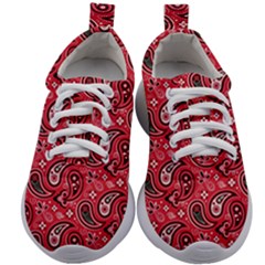 Baatik Red Pattern Kids Athletic Shoes by designsbymallika