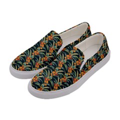 Orange Flower Love Women s Canvas Slip Ons by designsbymallika