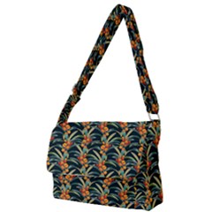 Orange Flower Love Full Print Messenger Bag (s) by designsbymallika