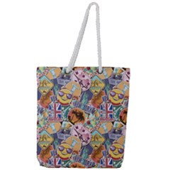 Travel Is Love Full Print Rope Handle Tote (large) by designsbymallika