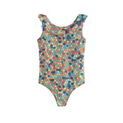 Mosaic Print 2 Kids  Frill Swimsuit by designsbymallika