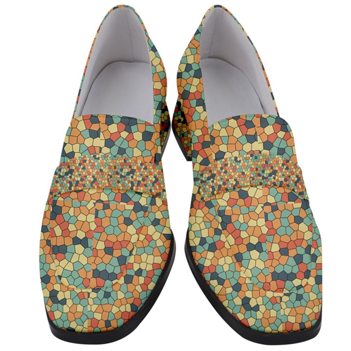 Mosaic Print 2 Women s Chunky Heel Loafers